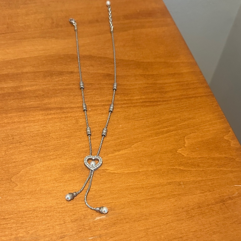 Brighton, Silver Heart Drop Lariat Necklace - Women Jewelry
